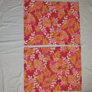 Lot of 2 Dean Miller Surf Bedding Pillow Shams Pink Orange Hawaiian Tropical